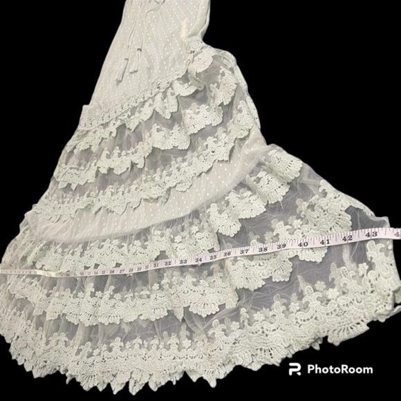 Altar’d State Lace Ruffles Romantic Dress with Tassels and Side Slits - … - Picture 6 of 13